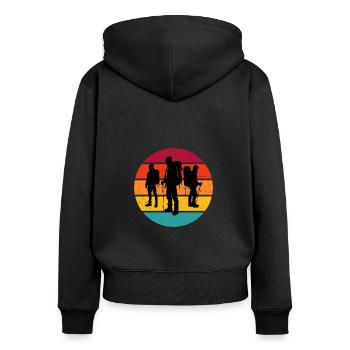 Klettern Climber Damen Herren Bouldern Kletterer - Frauen Premium Bio Zip Hoodie - Schwarz - Hinten - Julia (174cm)
