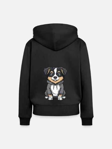 Australischer Schäferhund Lustig - Frauen Premium Bio Zip Hoodie - Schwarz