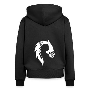 Chevaux Cheval Fille Motif de Fleur - Sweat à capuche zippé Premium bio Femme - noir - Dos - Julia (174cm)