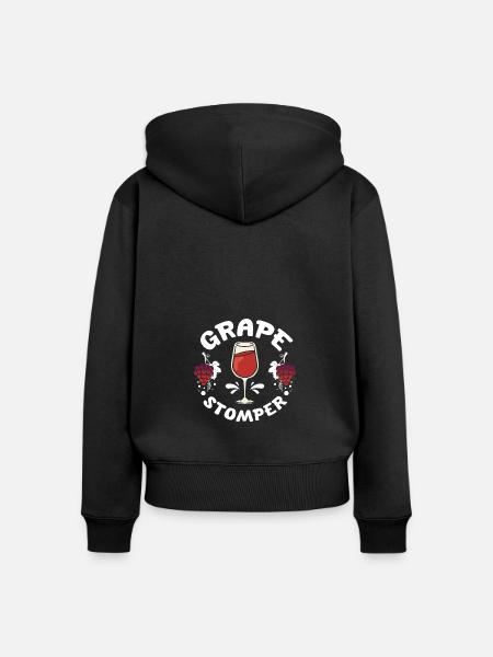 Wine making grape stomper - Frauen Premium Bio Zip Hoodie - Schwarz