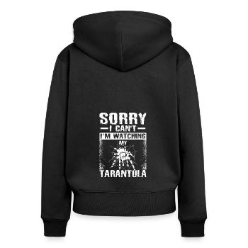 Sorry I can't watching my Tarantula - Frauen Premium Bio Zip Hoodie - Schwarz - Hinten - Julia (174cm)