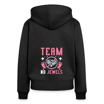 Gender Reveal Team girl team no jewels - Frauen Premium Bio Zip Hoodie - Schwarz - Hinten - Julia (174cm)
