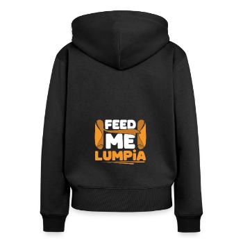 Nourris-moi Lumpia - Sweat à capuche zippé Premium bio Femme - noir - Dos - Julia (174cm)
