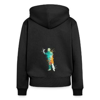 Splash Darts Design For Darts Players - Frauen Premium Bio Zip Hoodie - Schwarz - Hinten - Julia (174cm)