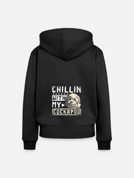 chillin with my cockapoo - Frauen Premium Bio Zip Hoodie - Schwarz