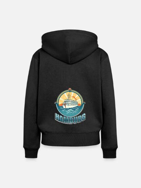 Hamburg Schiffahrt Desgin - Frauen Premium Bio Zip Hoodie - Schwarz