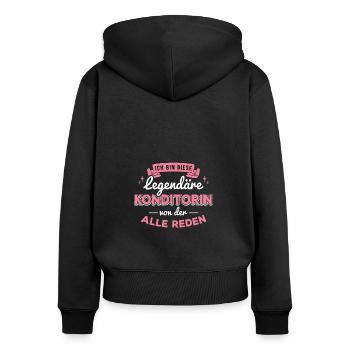Backwarenverkäuferin Gebäck Konditorei Konditorin - Frauen Premium Bio Zip Hoodie - Schwarz - Hinten - Julia (174cm)