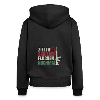 Schützenfest Schießen Schießsport Sportschütze - Frauen Premium Bio Zip Hoodie - Schwarz - Hinten - Julia (174cm)