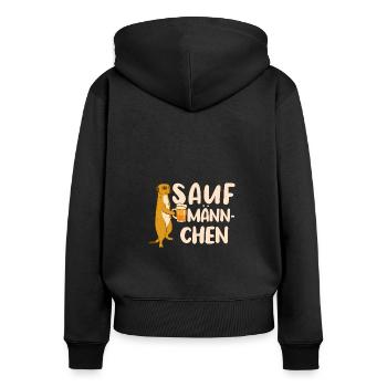 Sauf Männchen Erdmännchen Biertrinker Bier - Frauen Premium Bio Zip Hoodie - Schwarz - Hinten - Julia (174cm)