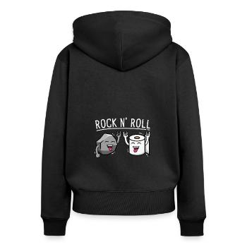 Rock and Roll Stein Klopapier Musiker Rock - Frauen Premium Bio Zip Hoodie - Schwarz - Hinten - Julia (174cm)