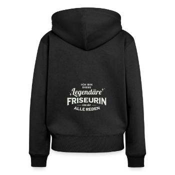 Haare Schneiden Stylist Friseursalon Salon Friseur - Frauen Premium Bio Zip Hoodie - Schwarz - Hinten - Julia (174cm)