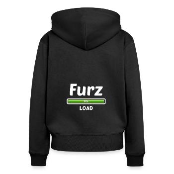 Furz Pupsen Blähungen Ladebalken Furzen - Frauen Premium Bio Zip Hoodie - Schwarz - Hinten - Julia (174cm)