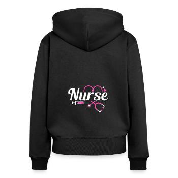 Pflegekraft Krankenpflege Krankenschwester - Frauen Premium Bio Zip Hoodie - Schwarz - Hinten - Julia (174cm)