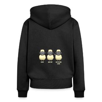 Landwirt Bauer Comic Cartoon Schafwolle Schafe - Frauen Premium Bio Zip Hoodie - Schwarz - Hinten - Julia (174cm)