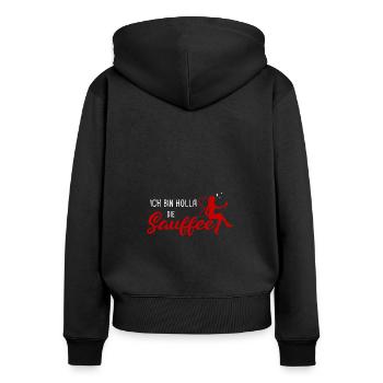 Wein Sekt Bier Saufen Alkohol Holla die Sauffee - Frauen Premium Bio Zip Hoodie - Schwarz - Hinten - Julia (174cm)
