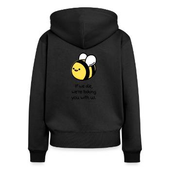 Sauvez les abeilles - Sweat à capuche zippé Premium bio Femme - noir - Dos - Julia (174cm)