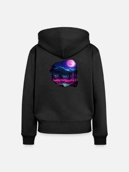 Vollmondnatur - Frauen Premium Bio Zip Hoodie - Schwarz