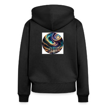 Aliens - Frauen Premium Bio Zip Hoodie - Schwarz - Hinten - Julia (174cm)