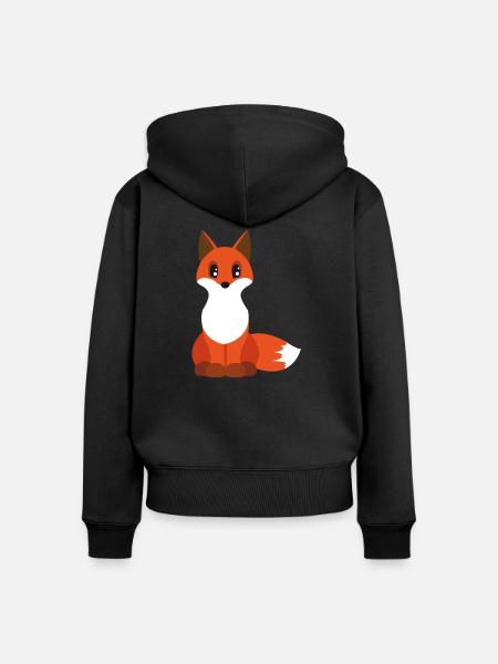 Fuchs - Frauen Premium Bio Zip Hoodie - Schwarz