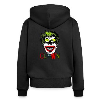 clown - Frauen Premium Bio Zip Hoodie - Schwarz - Hinten - Julia (174cm)