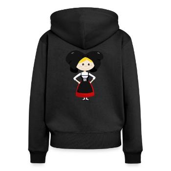 Elsässer Tracht - Frauen Premium Bio Zip Hoodie - Schwarz - Hinten - Julia (174cm)