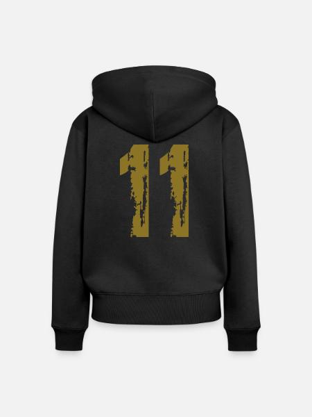 11 - Nummer - Frauen Premium Bio Zip Hoodie - Schwarz