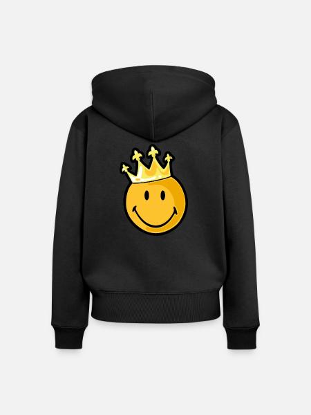 Smiley king - Frauen Premium Bio Zip Hoodie - Schwarz