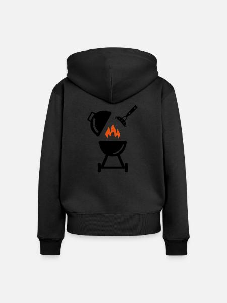 Grill mit Wurst - Frauen Premium Bio Zip Hoodie - Schwarz