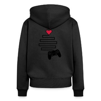 Love Connection (Gaming) - Frauen Premium Bio Zip Hoodie - Schwarz - Hinten - Julia (174cm)