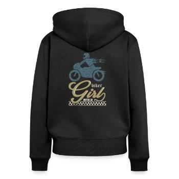 BIKER GIRL motorcycle christmas gift biker tshirt - Women's Premium Organic Zip Hoodie - black - Back - Julia (174cm)