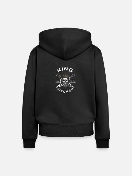 King of the kitchen - Frauen Premium Bio Zip Hoodie - Schwarz