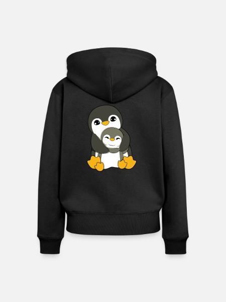 Pinguin Umarmen - Frauen Premium Bio Zip Hoodie - Schwarz