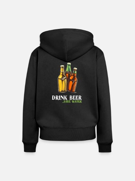 Bier trinken - Frauen Premium Bio Zip Hoodie - Schwarz