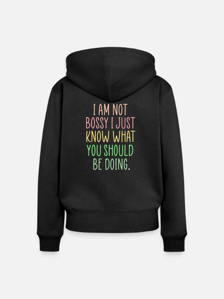 herrisches lustiges Zitat - Frauen Premium Bio Zip Hoodie - Schwarz