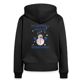 Schneemann Identität - Vers.2 - Frauen Premium Bio Zip Hoodie - Schwarz - Hinten - Julia (174cm)