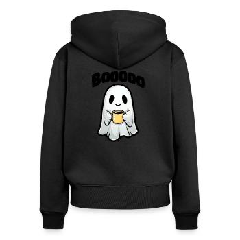 Sweet Ghost with Mug - Women's Premium Organic Zip Hoodie - black - Back - Julia (174cm)