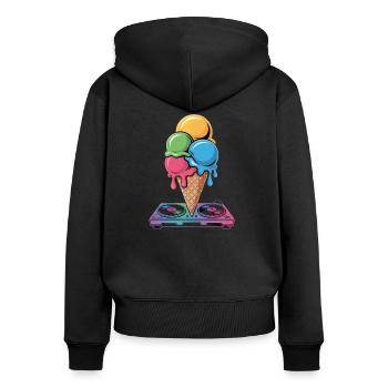 DJ Eiscreme Mix - Coole Beats für Heißes Wetter - Frauen Premium Bio Zip Hoodie - Schwarz - Hinten - Julia (174cm)