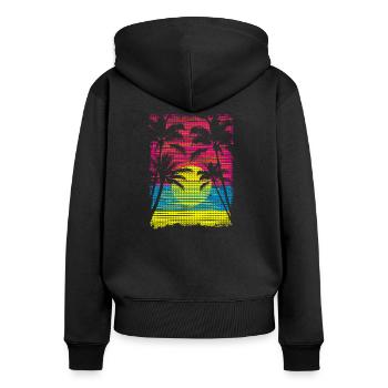 Sunset Paradise - Frauen Premium Bio Zip Hoodie - Schwarz - Hinten - Julia (174cm)