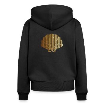 Coquille d'or - Sweat à capuche zippé Premium bio Femme - noir - Dos - Julia (174cm)
