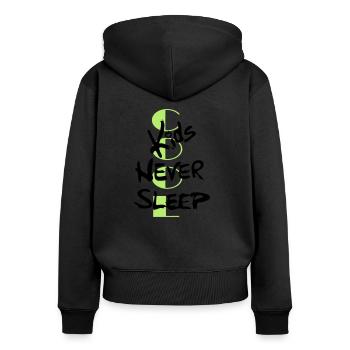 les enfants cool ne dorment jamais - Sweat à capuche zippé Premium bio Femme - noir - Dos - Julia (174cm)