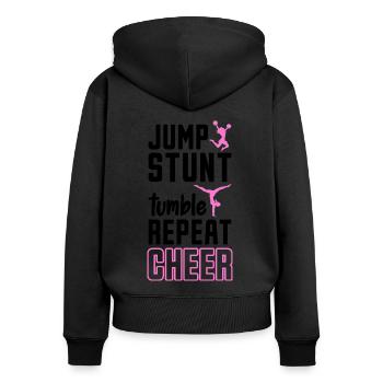Jump Stunt Tumble Repeat Cheerleading Cheerleader - Frauen Premium Bio Zip Hoodie - Schwarz - Hinten - Julia (174cm)
