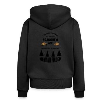 ne jamais mettre une culture 02 - Sweat à capuche zippé Premium bio Femme - noir - Dos - Julia (174cm)