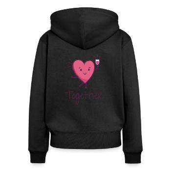 Together Forever Partner Valentine's Day Heart Wine - Women's Premium Organic Zip Hoodie - black - Back - Julia (174cm)