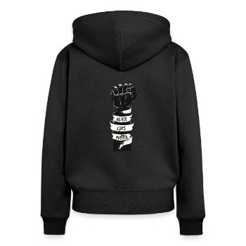 black lives matter - Frauen Premium Bio Zip Hoodie - Schwarz - Hinten - Julia (174cm)