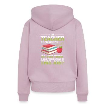 Lehrer - Frauen Premium Bio Zip Hoodie - Altrosa - Hinten - Julia (174cm)