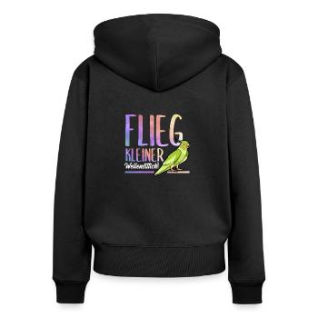 Flieg kleiner Wellensittich Haustier Vogel Motiv - Frauen Premium Bio Zip Hoodie - Schwarz - Hinten - Julia (174cm)