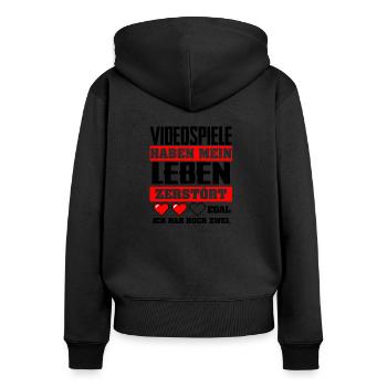 Videospiele - Frauen Premium Bio Zip Hoodie - Schwarz - Hinten - Julia (174cm)