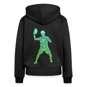 Disc Golf Spieler Symbole Jungen Discgolf - Frauen Premium Bio Zip Hoodie - Schwarz - Hinten - Julia (174cm)