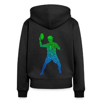 Discgolf Sport Disc Golf Scheibe Jungen Discgolfer - Frauen Premium Bio Zip Hoodie - Schwarz - Hinten - Julia (174cm)