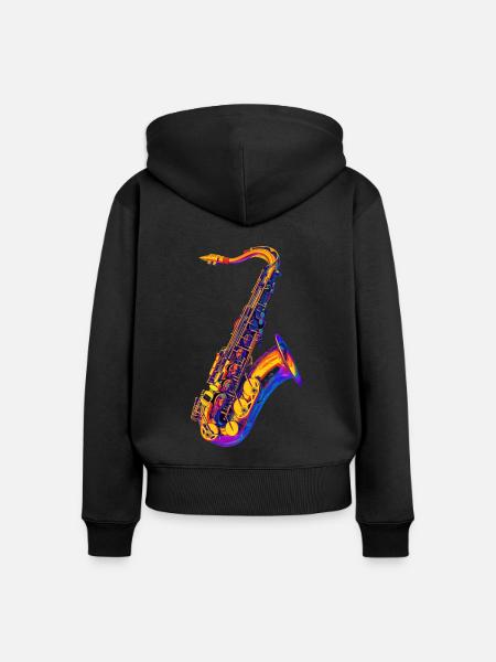 Saxophon - Frauen Premium Bio Zip Hoodie - Schwarz